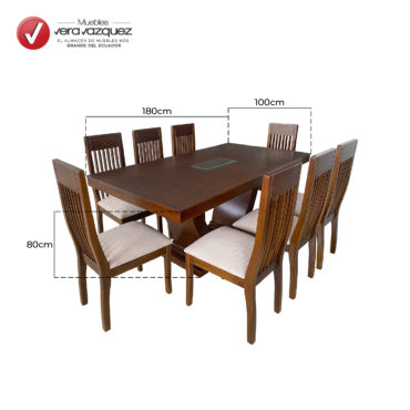 COMEDOR CAVANNY 8 SILLAS CON VIDRIO DECORATIVO | Muebles Vera Vázquez